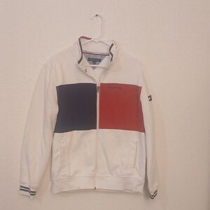 Make Offer Tommy Hilfiger Color Block Zip Up Sweater Red and Blue